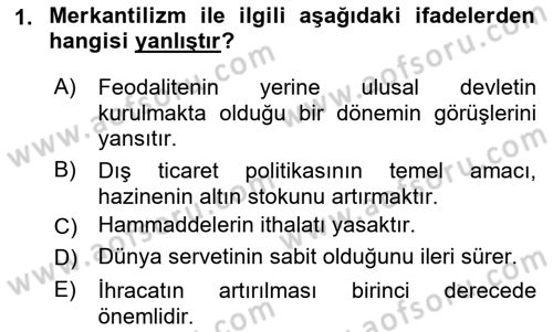 Uluslararası Ticaret Dersi 2017 - 2018 Yılı (Vize) Ara Sınavı 1. Soru