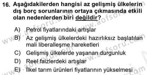 Uluslararası Ticaret Dersi 2017 - 2018 Yılı (Vize) Ara Sınavı 16. Soru