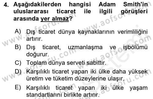 Uluslararası Ticaret Dersi 2017 - 2018 Yılı (Vize) Ara Sınavı 4. Soru