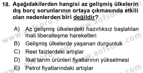 Uluslararası Ticaret Dersi 2018 - 2019 Yılı (Vize) Ara Sınav Soruları 18. Soru