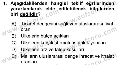 Uluslararası Ticaret Dersi 2018 - 2019 Yılı (Final) Dönem Sonu Sınav Soruları 1. Soru