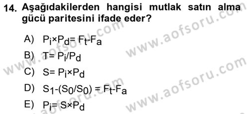 Uluslararası Ticaret Dersi 2018 - 2019 Yılı (Final) Dönem Sonu Sınav Soruları 14. Soru