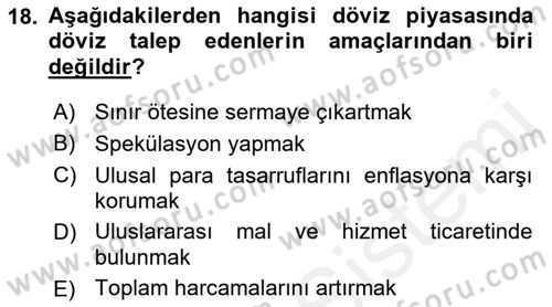 Uluslararası Ticaret Dersi 2018 - 2019 Yılı (Final) Dönem Sonu Sınav Soruları 18. Soru