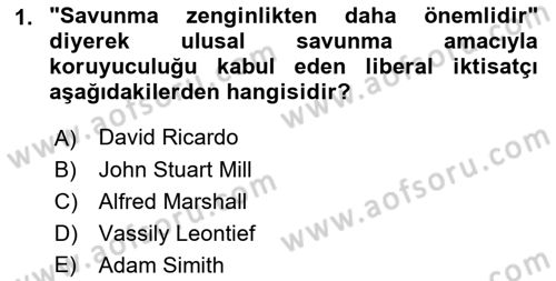Uluslararası Ticaret Dersi 2021 - 2022 Yılı (Vize) Ara Sınav Soruları 1. Soru