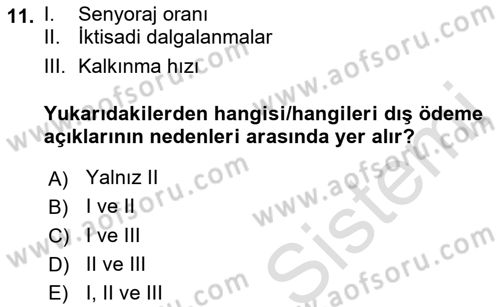 Uluslararası Ticaret Dersi 2021 - 2022 Yılı (Final) Dönem Sonu Sınav Soruları 11. Soru