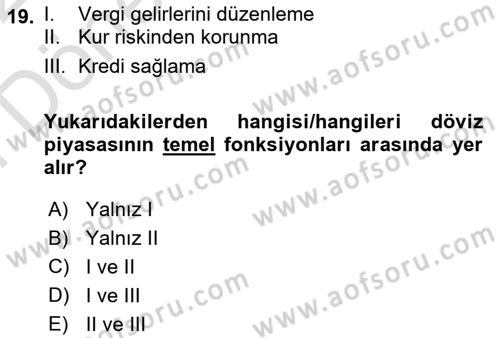 Uluslararası Ticaret Dersi 2021 - 2022 Yılı (Final) Dönem Sonu Sınav Soruları 19. Soru