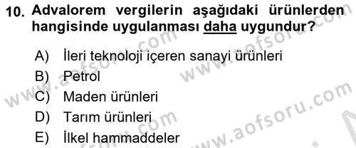 Uluslararası Ticaret Dersi 2023 - 2024 Yılı (Vize) Ara Sınav Soruları 10. Soru