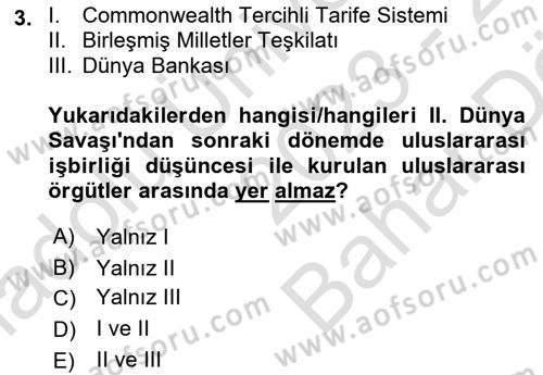Uluslararası Ticaret Dersi 2023 - 2024 Yılı (Vize) Ara Sınav Soruları 3. Soru