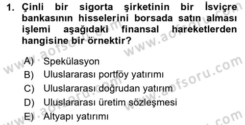 Uluslararası Ticaret Dersi 2024 - 2025 Yılı (Final) Dönem Sonu Sınav Soruları 1. Soru