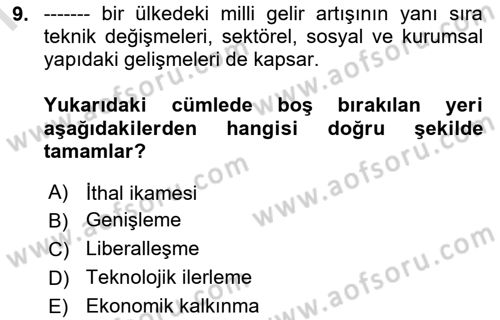 Uluslararası Ticaret Dersi 2024 - 2025 Yılı (Final) Dönem Sonu Sınav Soruları 9. Soru