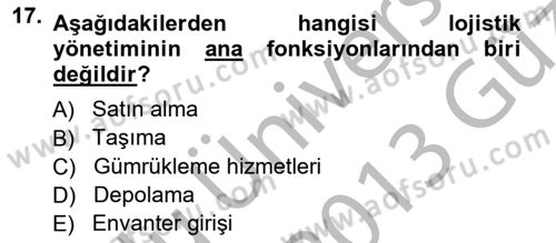 Dış Ticarette Girişimcilik Dersi Ara Sınavı Deneme Sınav Soruları 17. Soru