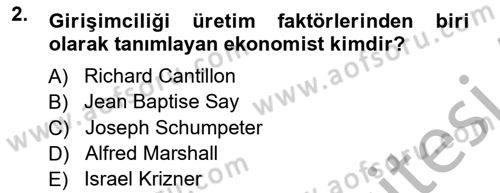 Dış Ticarette Girişimcilik Dersi Ara Sınavı Deneme Sınav Soruları 2. Soru