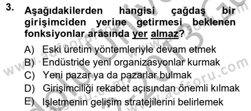 Dış Ticarette Girişimcilik Dersi Ara Sınavı Deneme Sınav Soruları 3. Soru