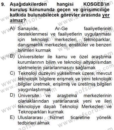 Dış Ticarette Girişimcilik Dersi 2012 - 2013 Yılı (Final) Dönem Sonu Sınav Soruları 9. Soru