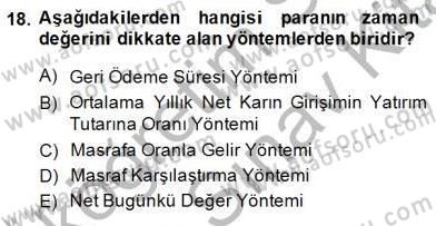Dış Ticarette Girişimcilik Dersi 2013 - 2014 Yılı (Final) Dönem Sonu Sınavı 18. Soru