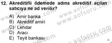 Dış Ticarette Girişimcilik Dersi 2013 - 2014 Yılı Tek Ders Sınav Soruları 12. Soru