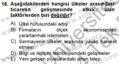 Dış Ticarette Girişimcilik Dersi 2013 - 2014 Yılı Tek Ders Sınav Soruları 18. Soru