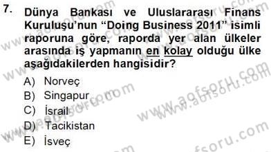 Dış Ticarette Girişimcilik Dersi 2013 - 2014 Yılı Tek Ders Sınav Soruları 7. Soru