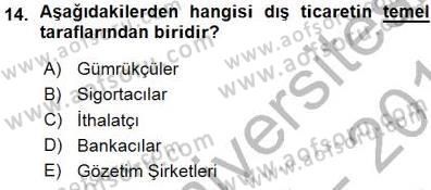 Dış Ticarette Girişimcilik Dersi Ara Sınavı Deneme Sınav Soruları 14. Soru