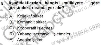 Dış Ticarette Girişimcilik Dersi Ara Sınavı Deneme Sınav Soruları 8. Soru