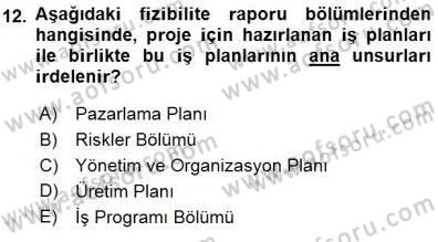 Dış Ticarette Girişimcilik Dersi 2015 - 2016 Yılı (Final) Dönem Sonu Sınav Soruları 12. Soru