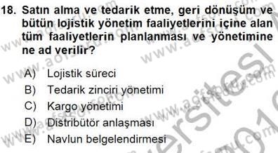Dış Ticarette Girişimcilik Dersi 2015 - 2016 Yılı (Final) Dönem Sonu Sınav Soruları 18. Soru