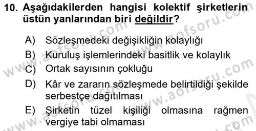 Dış Ticarette Girişimcilik Dersi 2015 - 2016 Yılı Tek Ders Sınav Soruları 10. Soru