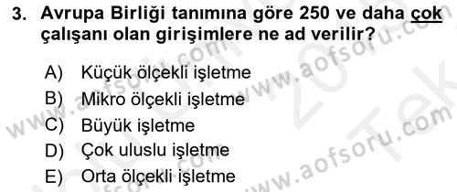 Dış Ticarette Girişimcilik Dersi 2015 - 2016 Yılı Tek Ders Sınav Soruları 3. Soru