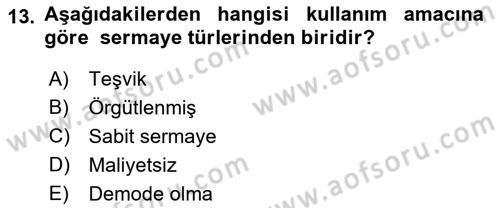 Dış Ticarette Girişimcilik Dersi Ara Sınavı Deneme Sınav Soruları 13. Soru