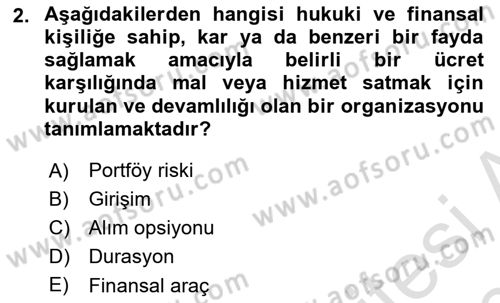 Dış Ticarette Girişimcilik Dersi Ara Sınavı Deneme Sınav Soruları 2. Soru