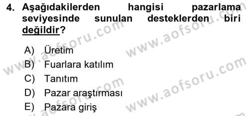 Dış Ticarette Girişimcilik Dersi Ara Sınavı Deneme Sınav Soruları 4. Soru