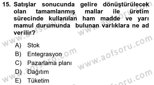 Dış Ticarette Girişimcilik Dersi 2019 - 2020 Yılı (Final) Dönem Sonu Sınav Soruları 15. Soru