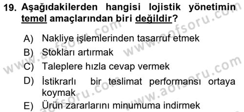 Dış Ticarette Girişimcilik Dersi 2019 - 2020 Yılı (Final) Dönem Sonu Sınav Soruları 19. Soru