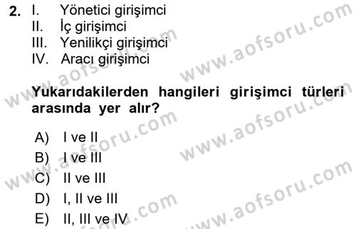 Dış Ticarette Girişimcilik Dersi 2019 - 2020 Yılı (Final) Dönem Sonu Sınav Soruları 2. Soru