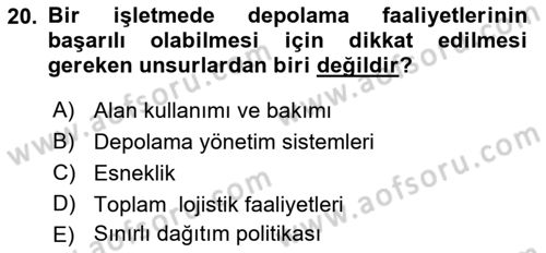 Dış Ticarette Girişimcilik Dersi 2019 - 2020 Yılı (Final) Dönem Sonu Sınav Soruları 20. Soru