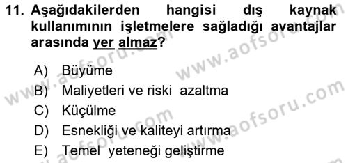 Dış Ticarette Girişimcilik Dersi 2020 - 2021 Yılı Yaz Okulu Sınav Soruları 11. Soru