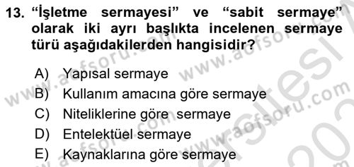 Dış Ticarette Girişimcilik Dersi 2020 - 2021 Yılı Yaz Okulu Sınav Soruları 13. Soru