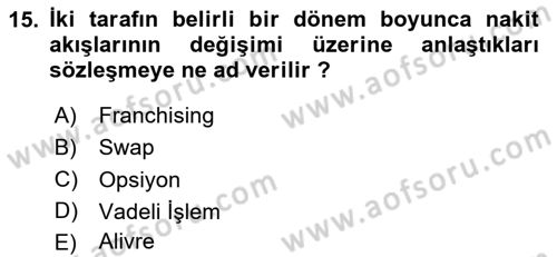 Dış Ticarette Girişimcilik Dersi 2020 - 2021 Yılı Yaz Okulu Sınav Soruları 15. Soru