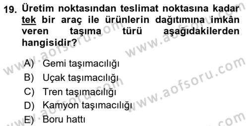 Dış Ticarette Girişimcilik Dersi 2020 - 2021 Yılı Yaz Okulu Sınav Soruları 19. Soru