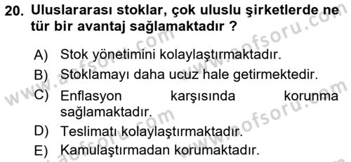 Dış Ticarette Girişimcilik Dersi 2020 - 2021 Yılı Yaz Okulu Sınav Soruları 20. Soru