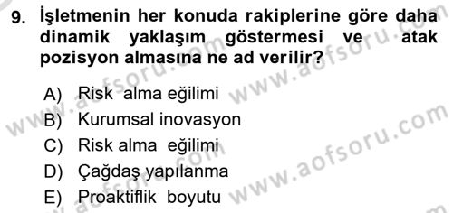 Dış Ticarette Girişimcilik Dersi 2020 - 2021 Yılı Yaz Okulu Sınav Soruları 9. Soru