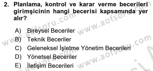 Dış Ticarette Girişimcilik Dersi Ara Sınavı Deneme Sınav Soruları 2. Soru
