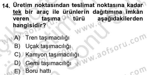 Dış Ticarette Girişimcilik Dersi 2021 - 2022 Yılı (Final) Dönem Sonu Sınav Soruları 14. Soru