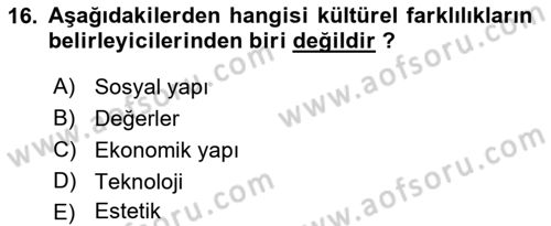 Dış Ticarette Girişimcilik Dersi 2021 - 2022 Yılı (Final) Dönem Sonu Sınav Soruları 16. Soru