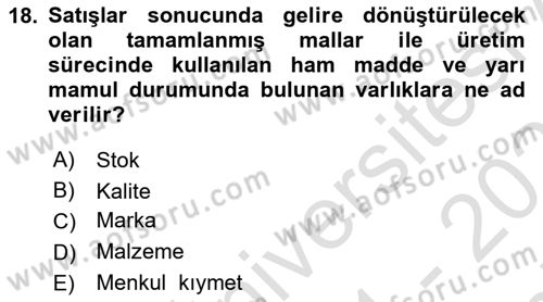 Dış Ticarette Girişimcilik Dersi 2021 - 2022 Yılı (Final) Dönem Sonu Sınav Soruları 18. Soru