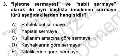 Dış Ticarette Girişimcilik Dersi 2021 - 2022 Yılı (Final) Dönem Sonu Sınav Soruları 3. Soru