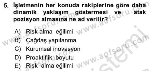 Dış Ticarette Girişimcilik Dersi 2021 - 2022 Yılı (Final) Dönem Sonu Sınav Soruları 5. Soru