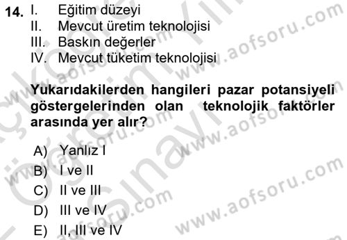 Dış Ticarette Girişimcilik Dersi 2021 - 2022 Yılı Yaz Okulu Sınav Soruları 14. Soru