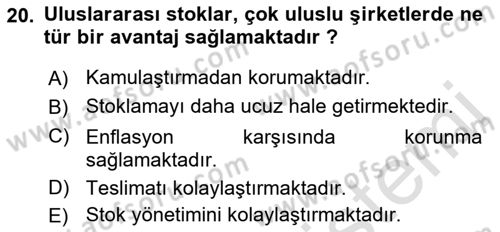 Dış Ticarette Girişimcilik Dersi 2021 - 2022 Yılı Yaz Okulu Sınav Soruları 20. Soru