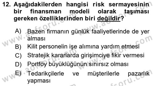 Dış Ticarette Girişimcilik Dersi 2022 - 2023 Yılı (Vize) Ara Sınav Soruları 12. Soru
